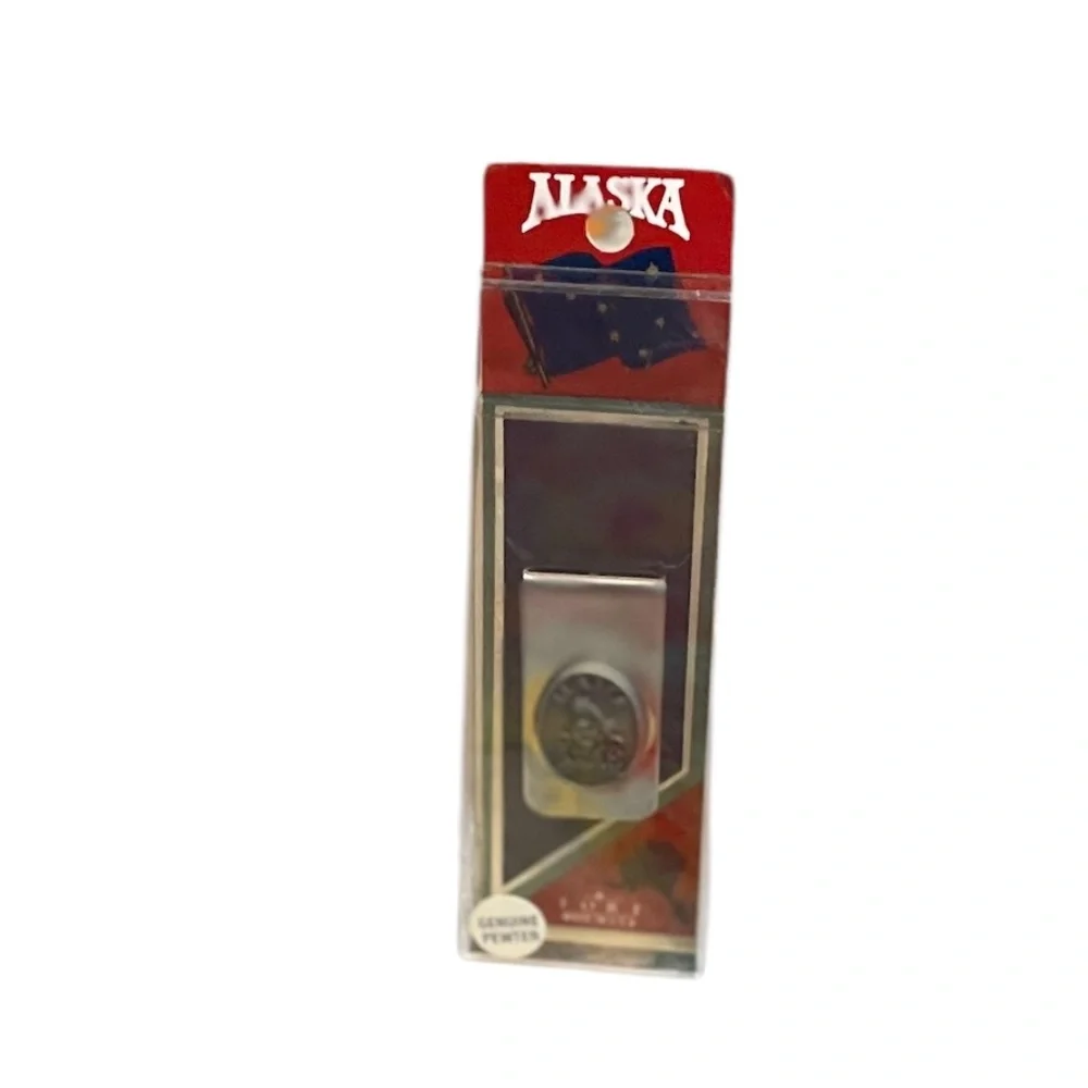 ALASKA GENUINE PEWTER MONEY CLIP Made In USA,‎ NIB